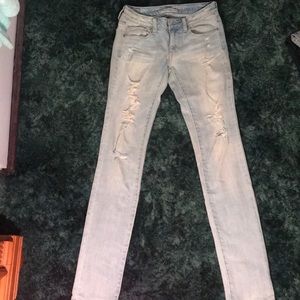 American Eagle, distressed skinny stretch jeans